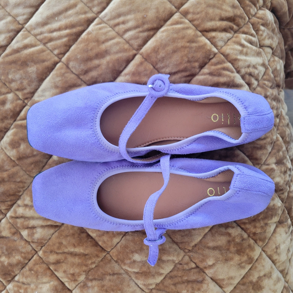 Ollio Lilac Faux Suede Mary Jane Ballet Flats - Sz 9